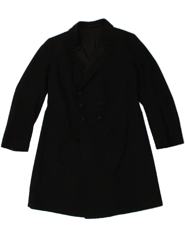 VINTAGE Womens Overcoat UK 10 Small Black