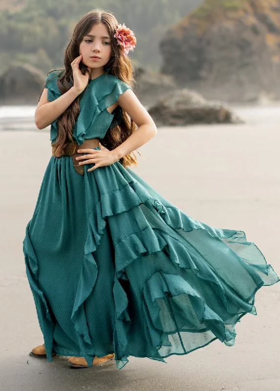 Sylviane Dress in Ocean Green