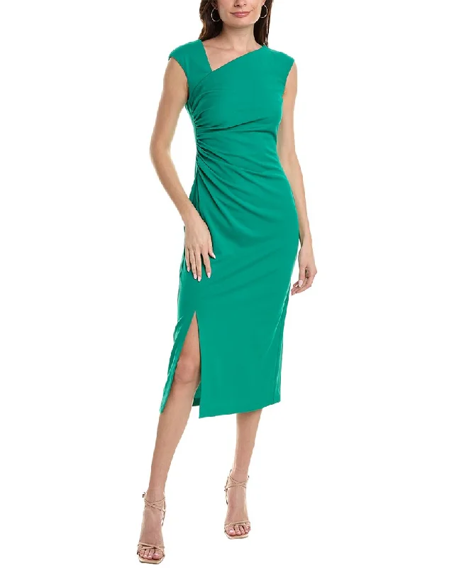 Anne Klein Asymmetrical Scuba Crepe Midi Dress