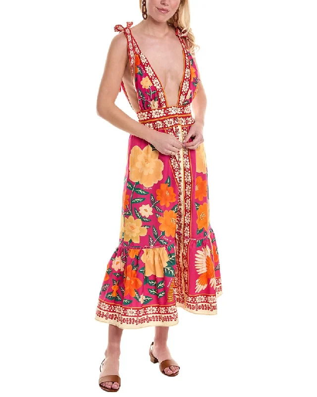 FARM Rio Flower Tapestry Midi Dress