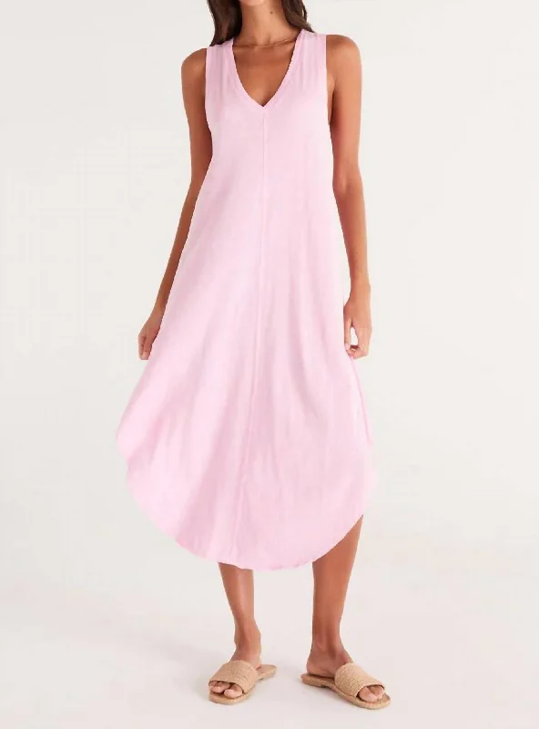 Reverie Midi Dress In Pink