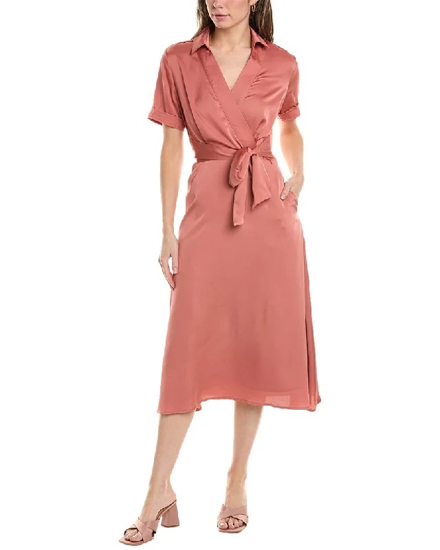 Tahari ASL Satin Tie-Waist Midi Dress