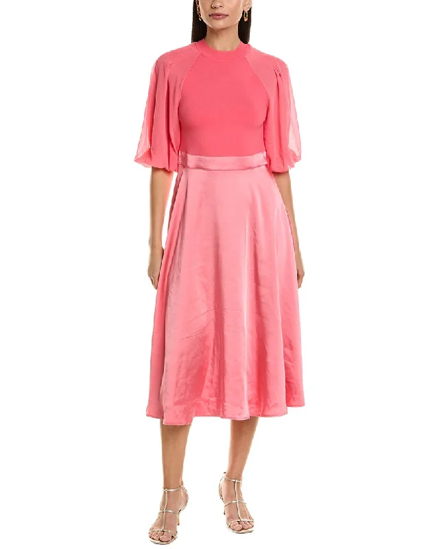 Ted Baker Puff Sleeve Fitted Bodice Midi Dress