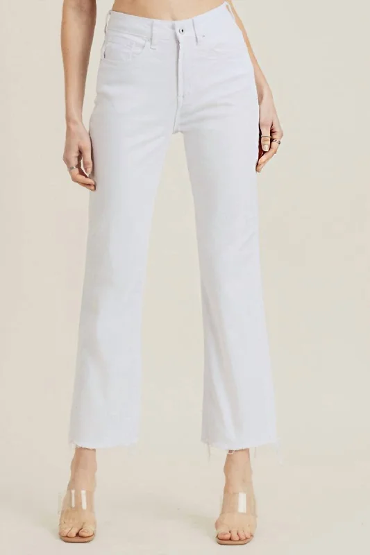 Bailey Raw Hem Straight Leg Jeans In White