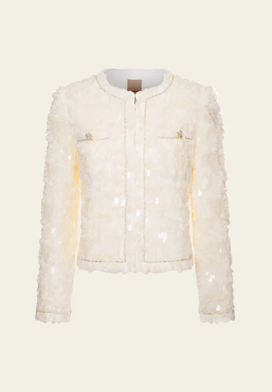 Frayed-effect Sequin-detail Metalic-trim Jacket