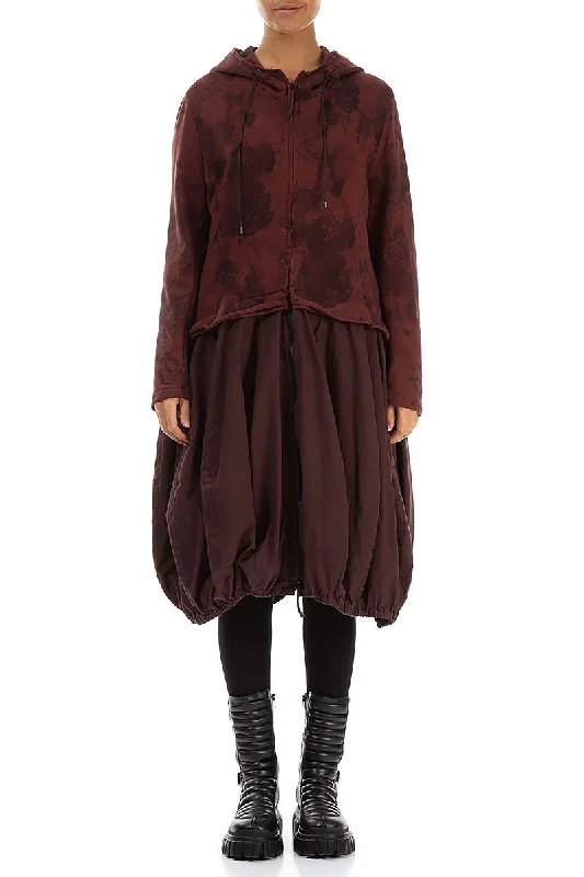 Hooded Merlot Marble Cotton Jacket Dress