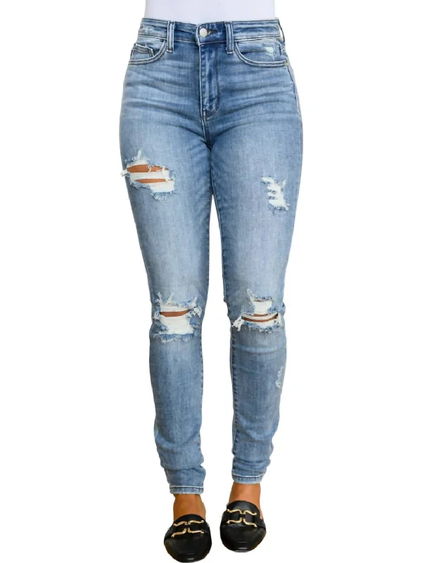 Juno Tall Skinny Destroyed Jeans In Blue