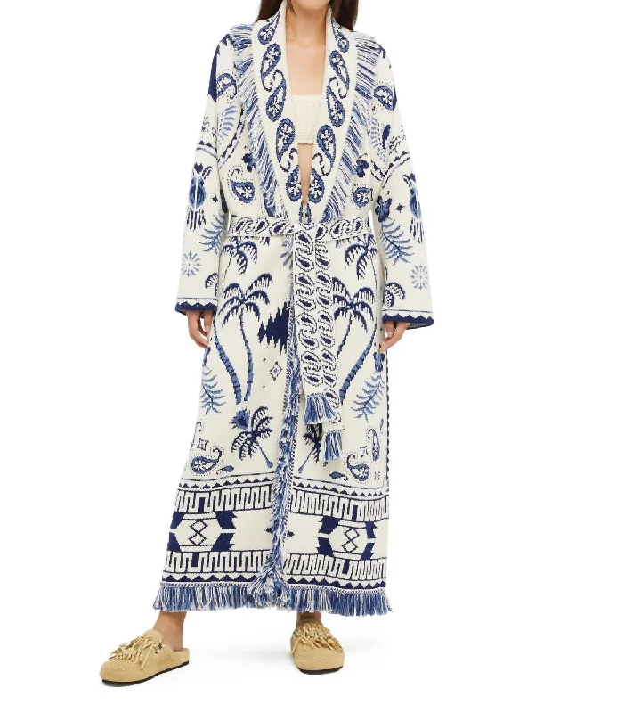 Lush Nature Foulard Coat In Deep Chalk Blue