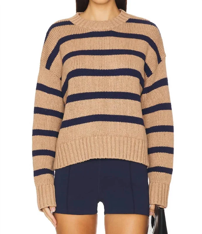 The Liv Sweater In Toffee/navy