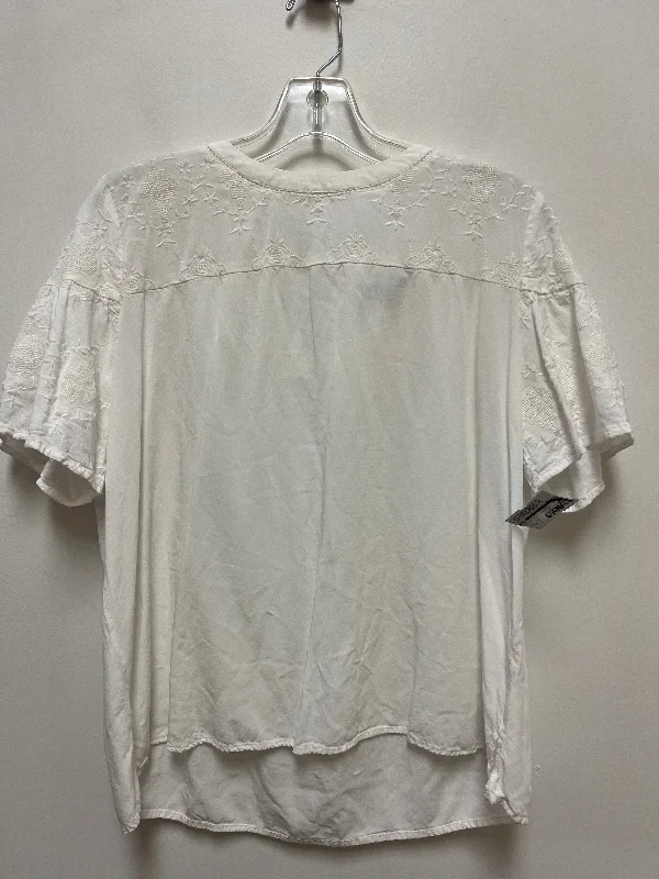 Top Short Sleeve By Loft In White, Size: L