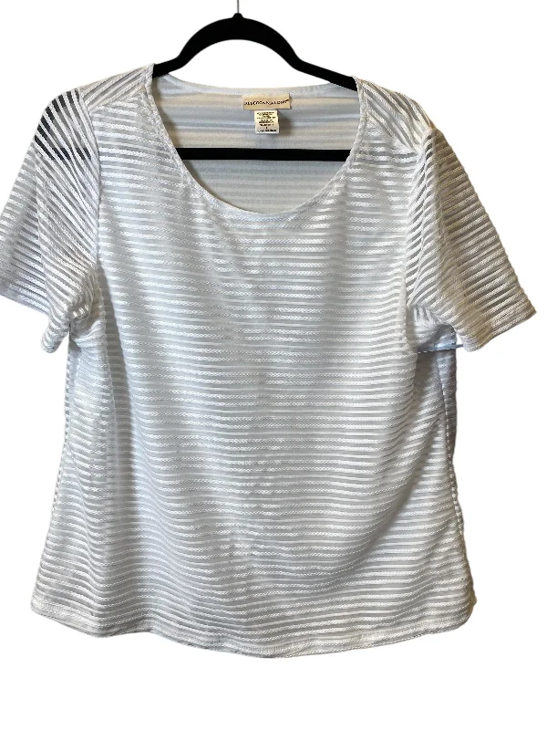 Top Short Sleeve By Rebecca Malone In White, Size: L