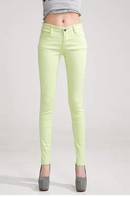 Women Skinny Jeans, Fruit Green